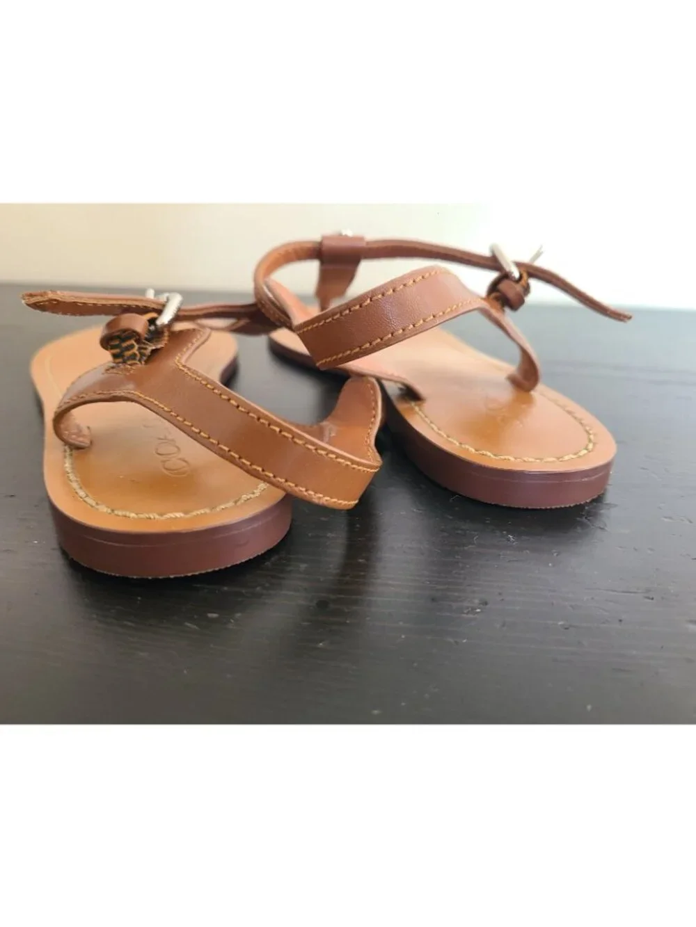 Coach Leila Leather Sandals Tan size 6.5